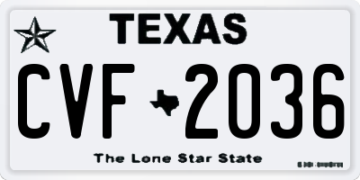 TX license plate CVF2036