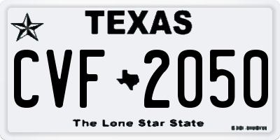 TX license plate CVF2050