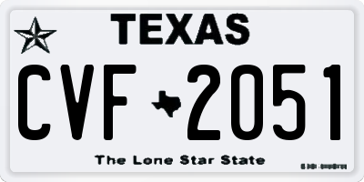 TX license plate CVF2051