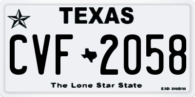 TX license plate CVF2058