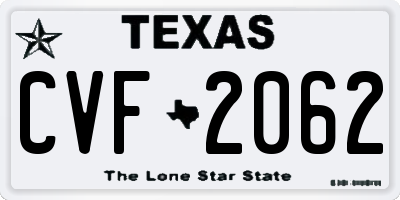TX license plate CVF2062