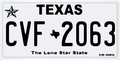 TX license plate CVF2063