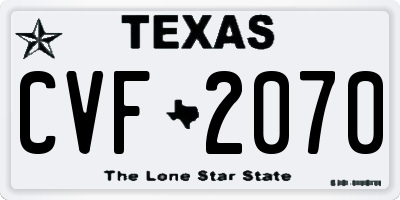 TX license plate CVF2070