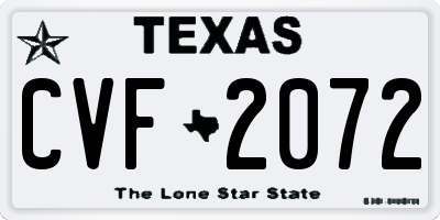 TX license plate CVF2072