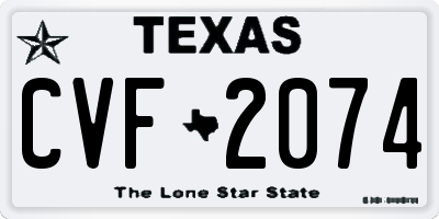 TX license plate CVF2074