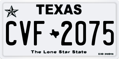 TX license plate CVF2075