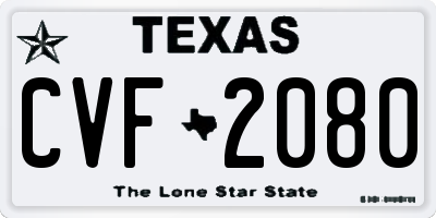 TX license plate CVF2080