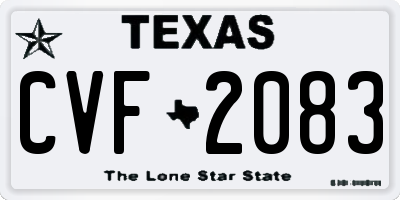 TX license plate CVF2083