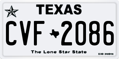 TX license plate CVF2086