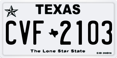 TX license plate CVF2103