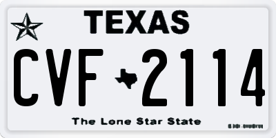 TX license plate CVF2114