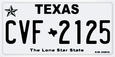 TX license plate CVF2125