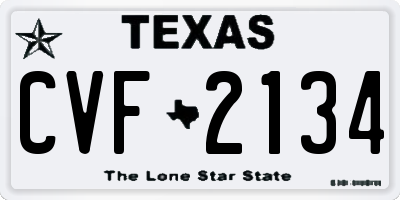 TX license plate CVF2134