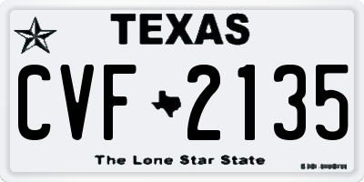 TX license plate CVF2135