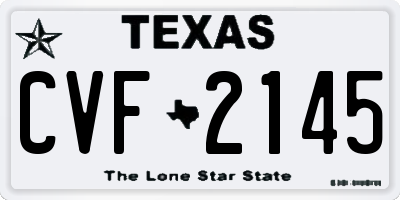 TX license plate CVF2145