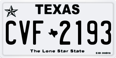 TX license plate CVF2193