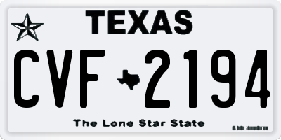 TX license plate CVF2194