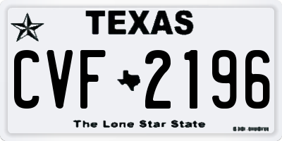 TX license plate CVF2196