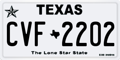 TX license plate CVF2202