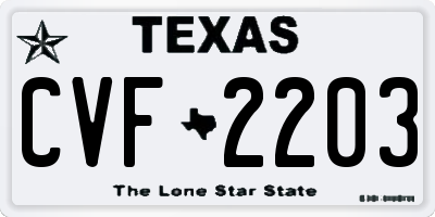 TX license plate CVF2203
