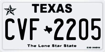 TX license plate CVF2205