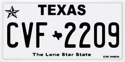 TX license plate CVF2209