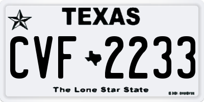 TX license plate CVF2233
