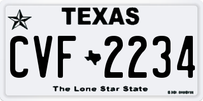 TX license plate CVF2234