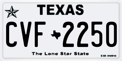 TX license plate CVF2250