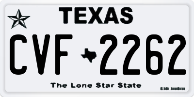 TX license plate CVF2262