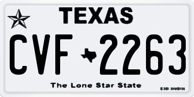 TX license plate CVF2263