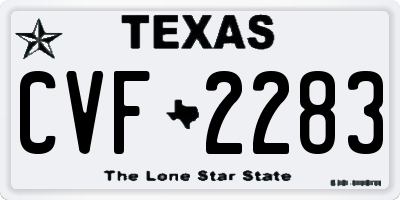 TX license plate CVF2283