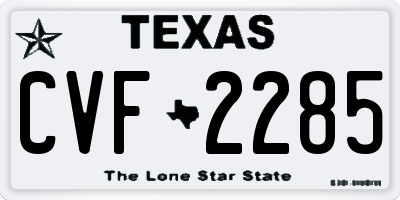 TX license plate CVF2285