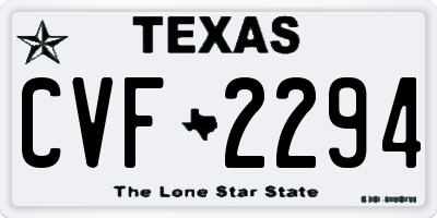 TX license plate CVF2294