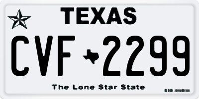 TX license plate CVF2299