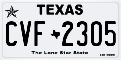 TX license plate CVF2305