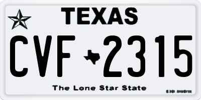 TX license plate CVF2315