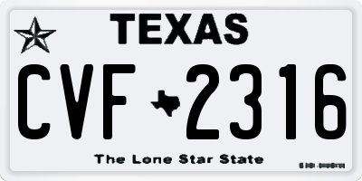 TX license plate CVF2316