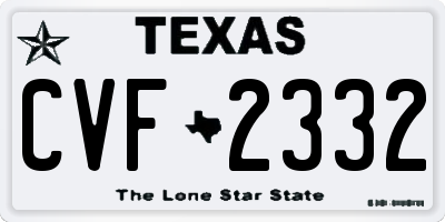 TX license plate CVF2332
