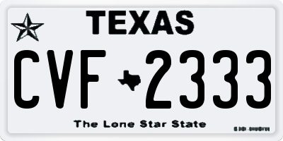 TX license plate CVF2333