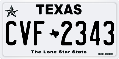 TX license plate CVF2343