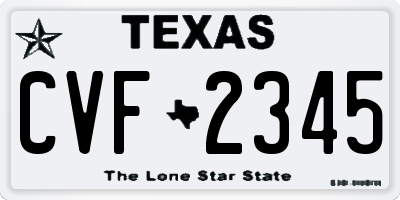 TX license plate CVF2345