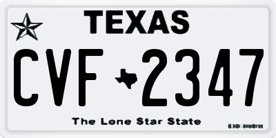 TX license plate CVF2347