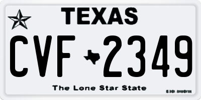 TX license plate CVF2349