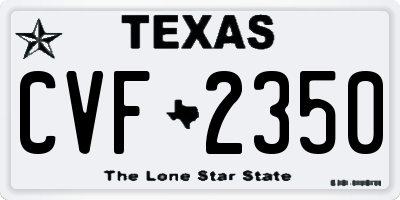 TX license plate CVF2350