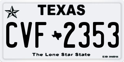 TX license plate CVF2353