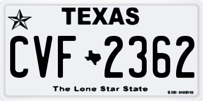 TX license plate CVF2362