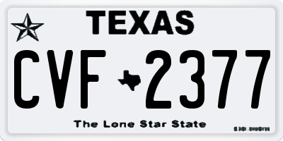 TX license plate CVF2377
