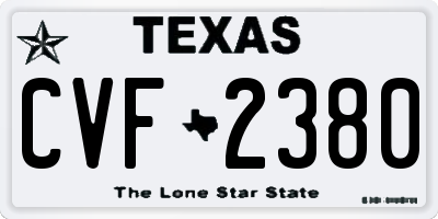 TX license plate CVF2380