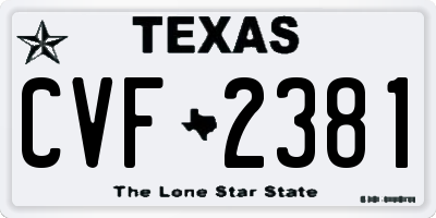 TX license plate CVF2381